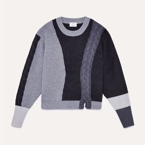 Aritzia Two-Tone Charcoal and Light Gray Crewneck Sweater